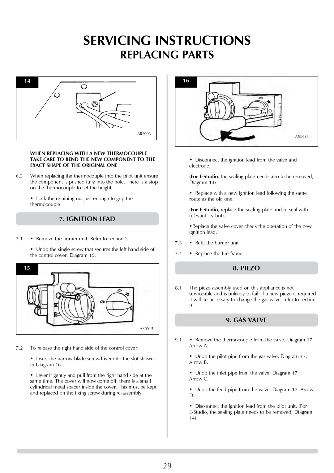 Stovax PR0776 manual IGNITION LEad, Piezo, Gas valve 